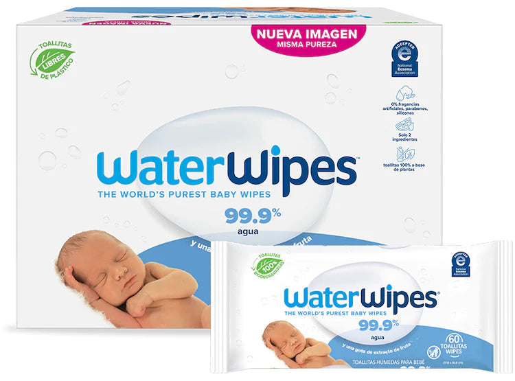  Aqua Wipes Toallitas originales para bebé, veganas, sensibles y  biodegradables con 99.6% de agua. Adecuado para recién nacidos (cartón  impreso de 12 paquetes de 64 toallitas, 768 toallitas) : Bebés