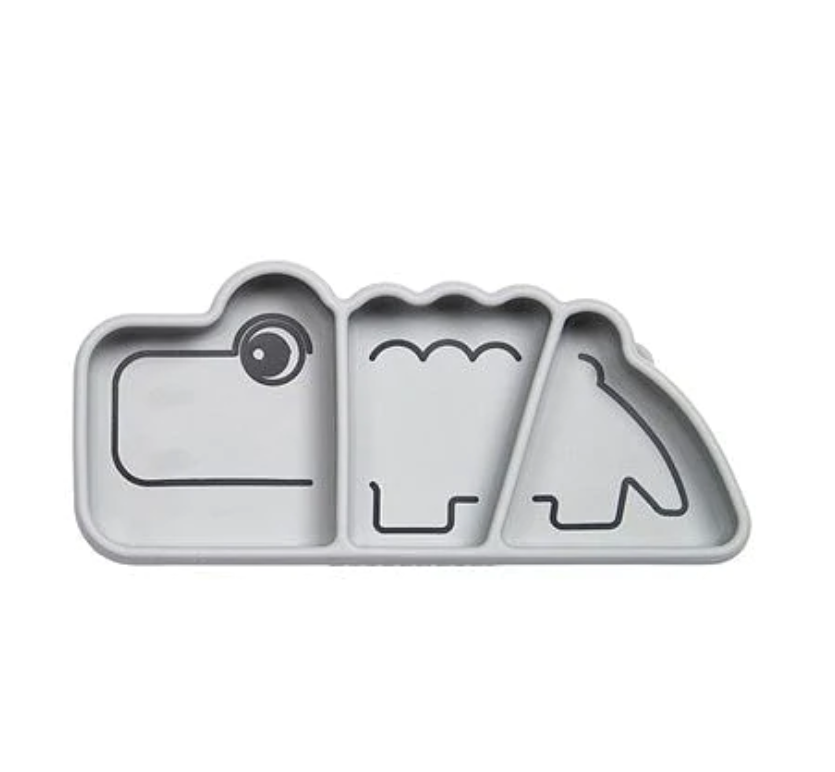Plato de silicona antideslizante, Croco  Gris