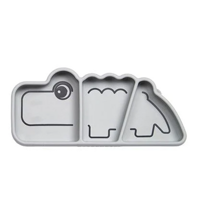 Plato de silicona antideslizante, Croco  Gris