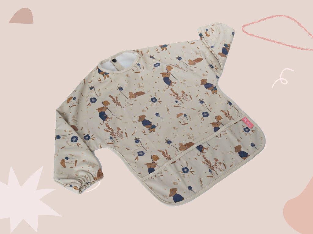 Babero Beige Ratón Azul