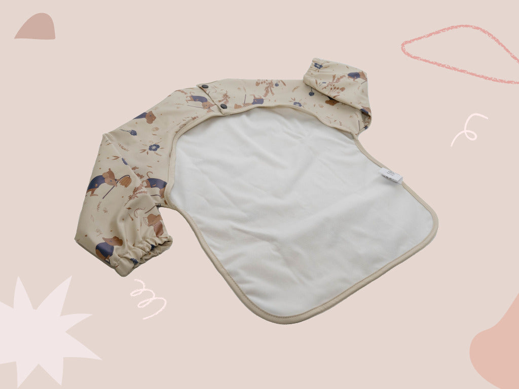 Babero Beige Ratón Azul